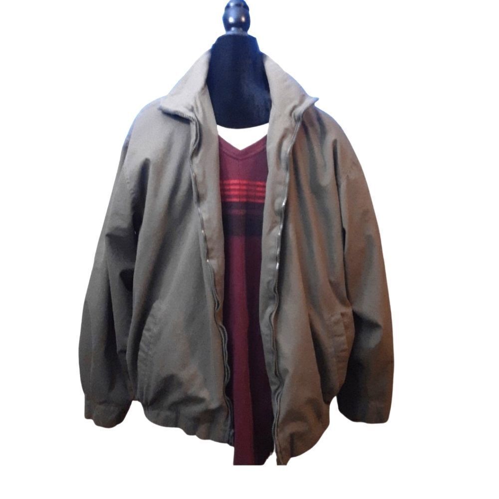 Cherokee Jacket Casual‎ Cotton Collared Zippered Olive Green size L